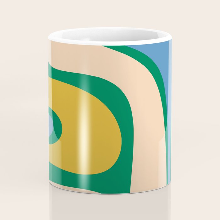 Retro Copacetic Abstract Pattern Blue Green Mustard Coffee Mug Gallery Image 4