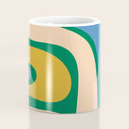 Retro Copacetic Abstract Pattern Blue Green Mustard Coffee Mug Gallery Image 4