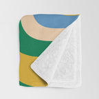 Retro Copacetic Abstract Pattern Blue Green Mustard Throw Blanket Gallery Image 3