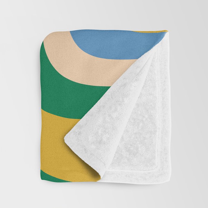 Retro Copacetic Abstract Pattern Blue Green Mustard Throw Blanket Gallery Image 3