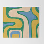 Retro Copacetic Abstract Pattern Blue Green Mustard Throw Blanket Gallery Image 2