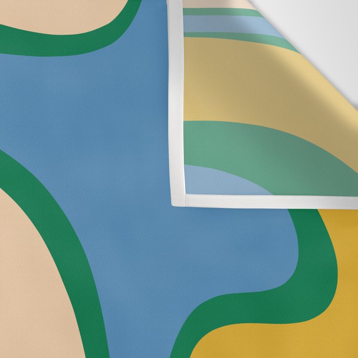 Retro Copacetic Abstract Pattern Blue Green Mustard Wall Tapestry Gallery Image 3