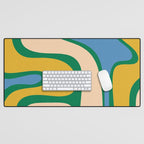 Retro Copacetic Abstract Pattern Blue Green Mustard Desk Mat Gallery Image 1