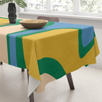 Retro Copacetic Abstract Pattern Blue Green Mustard Tablecloth Gallery Image 3