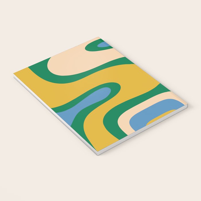 Retro Copacetic Abstract Pattern Blue Green Mustard Notebook Gallery Image 3
