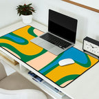 Retro Copacetic Abstract Pattern Blue Green Mustard Desk Mat Gallery Image 2