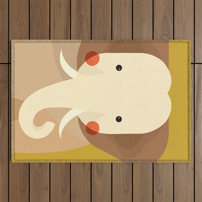Elephant, Animal Portrait Outdoor Rug Gallery Image 1