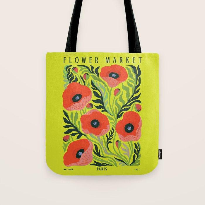 Flower Market Poppies Tote Bag Gallery Image 1