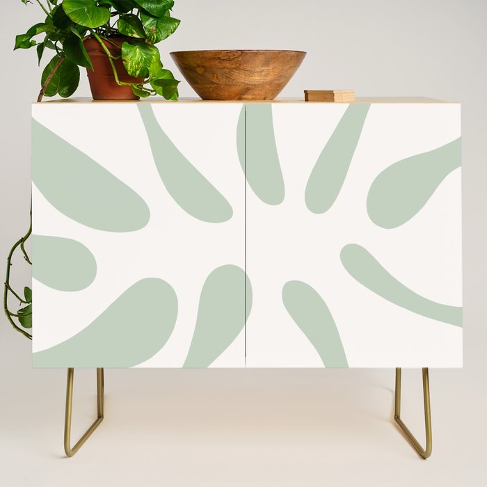 Minimal Abstract Matisse Monstera Pastel Sage Green 2/2 Credenza Gallery Image 1