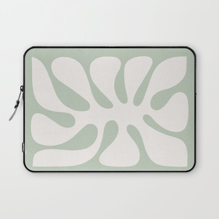 Minimal Abstract Matisse Monstera Pastel Sage Green 2/2 Laptop Sleeve Gallery Image 1