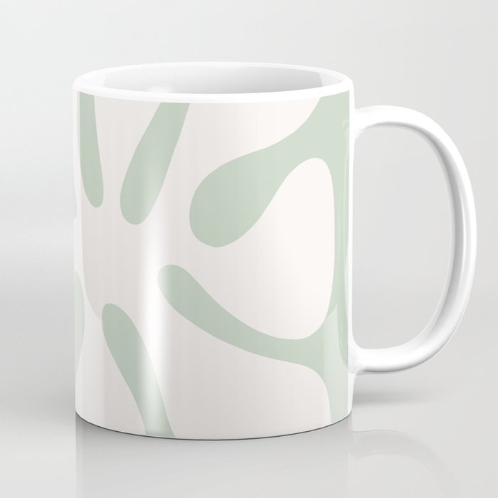 Minimal Abstract Matisse Monstera Pastel Sage Green 2/2 Coffee Mug Gallery Image 1