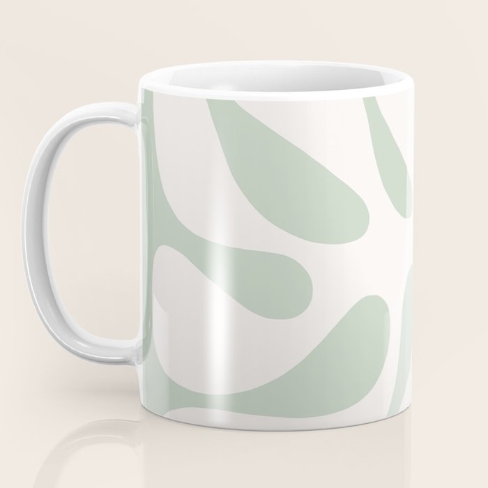 Minimal Abstract Matisse Monstera Pastel Sage Green 2/2 Coffee Mug Gallery Image 3