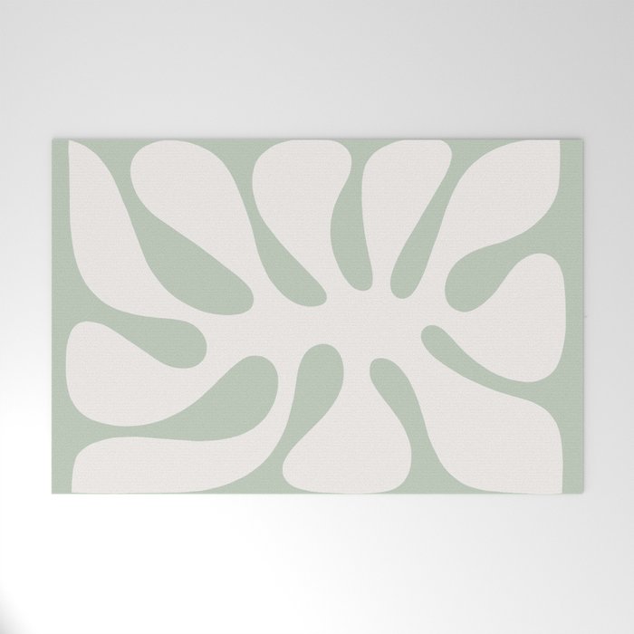 Minimal Abstract Matisse Monstera Pastel Sage Green 2/2 Welcome Mat Gallery Image 1