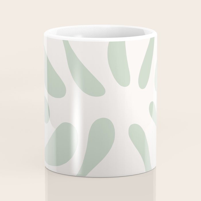 Minimal Abstract Matisse Monstera Pastel Sage Green 2/2 Coffee Mug Gallery Image 4