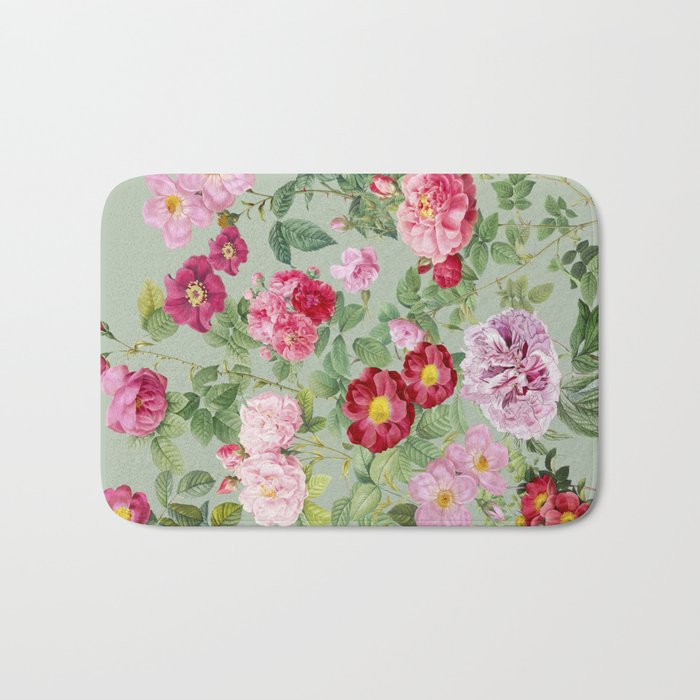 Pink Bloom Botanical Collage Bath Mat Gallery Image 1