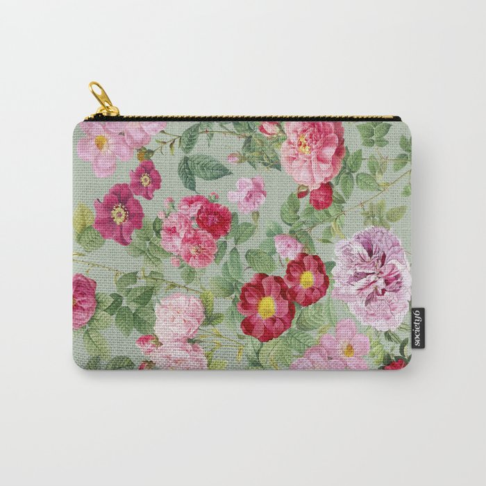 Pink Bloom Botanical Collage Carry All Pouch Gallery Image 1