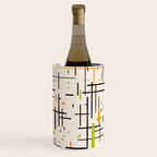  Mid-Century Modern Kinetikos Pattern in Cream, Black, Lime Green, and Orange Wine Chiller Gallery Image 3