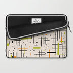  Mid-Century Modern Kinetikos Pattern in Cream, Black, Lime Green, and Orange Laptop Sleeve Gallery Image 2