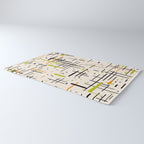  Mid-Century Modern Kinetikos Pattern in Cream, Black, Lime Green, and Orange Rug Gallery Image 3