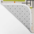  Mid-Century Modern Kinetikos Pattern in Cream, Black, Lime Green, and Orange Bath Mat Gallery Image 2