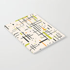  Mid-Century Modern Kinetikos Pattern in Cream, Black, Lime Green, and Orange Notebook Gallery Image 2