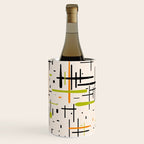  Mid-Century Modern Kinetikos Pattern in Cream, Black, Lime Green, and Orange Wine Chiller Gallery Image 2