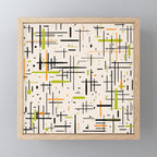  Mid-Century Modern Kinetikos Pattern in Cream, Black, Lime Green, and Orange Mini Art Print Gallery Image 1