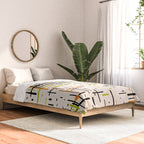  Mid-Century Modern Kinetikos Pattern in Cream, Black, Lime Green, and Orange Comforter Gallery Image 2