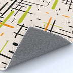  Mid-Century Modern Kinetikos Pattern in Cream, Black, Lime Green, and Orange Rug Gallery Image 4