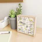  Mid-Century Modern Kinetikos Pattern in Cream, Black, Lime Green, and Orange Mini Art Print Gallery Image 2
