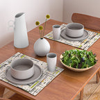  Mid-Century Modern Kinetikos Pattern in Cream, Black, Lime Green, and Orange Placemat Gallery Image 2