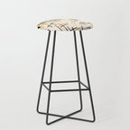 Mid-Century Modern Kinetikos Pattern in Cream, Black, Lime Green, and Orange Stool Gallery Image 1
