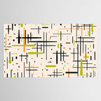  Mid-Century Modern Kinetikos Pattern in Cream, Black, Lime Green, and Orange Tablecloth Gallery Image 2