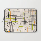  Mid-Century Modern Kinetikos Pattern in Cream, Black, Lime Green, and Orange Laptop Sleeve Gallery Image 1