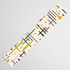  Mid-Century Modern Kinetikos Pattern in Cream, Black, Lime Green, and Orange Table Runner Gallery Image 3