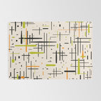  Mid-Century Modern Kinetikos Pattern in Cream, Black, Lime Green, and Orange Rug Gallery Image 2