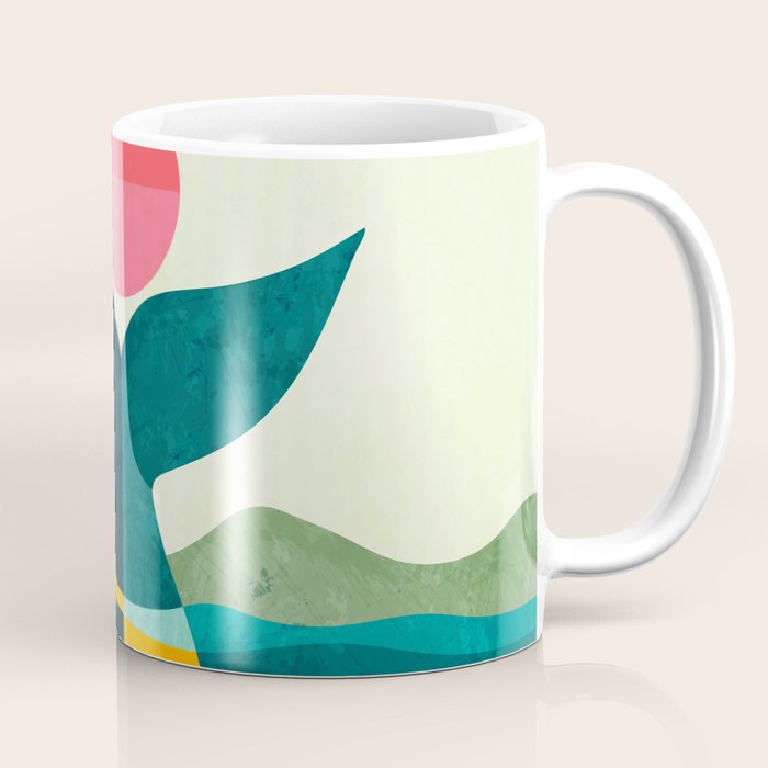 mid century whale sun sea Coffee Mug Gallery Image 1