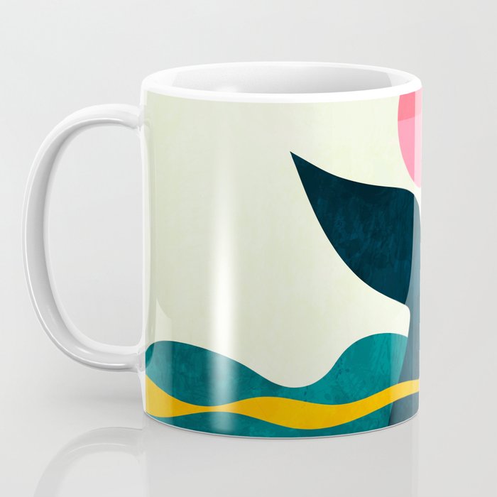 mid century whale sun sea Coffee Mug Gallery Image 3