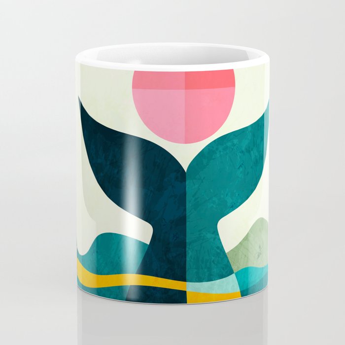mid century whale sun sea Coffee Mug Gallery Image 4