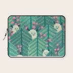 Creatures of the Forest in Springtime (Cute Yetis Hiding Whimsical Nature Art) Laptop Sleeve Gallery Image 1