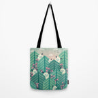 Creatures of the Forest in Springtime (Cute Yetis Hiding Whimsical Nature Art) Tote Bag Gallery Image 2