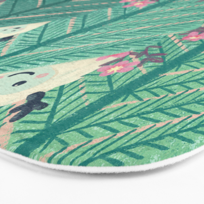 Creatures of the Forest in Springtime (Cute Yetis Hiding Whimsical Nature Art) Bath Mat Gallery Image 3