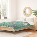 Creatures of the Forest in Springtime (Cute Yetis Hiding Whimsical Nature Art) Duvet Cover Gallery Image 2