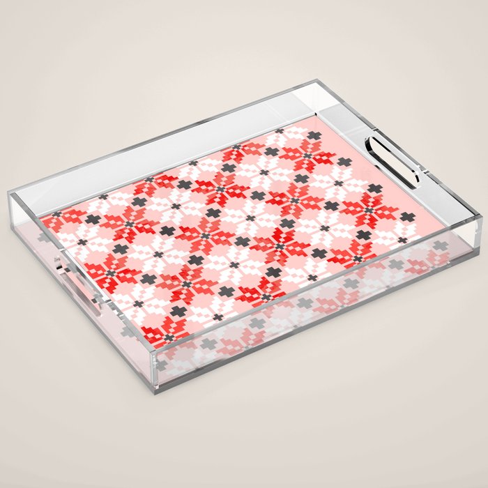Christmas Quilt - pattern no2 Acrylic Tray Gallery Image 1