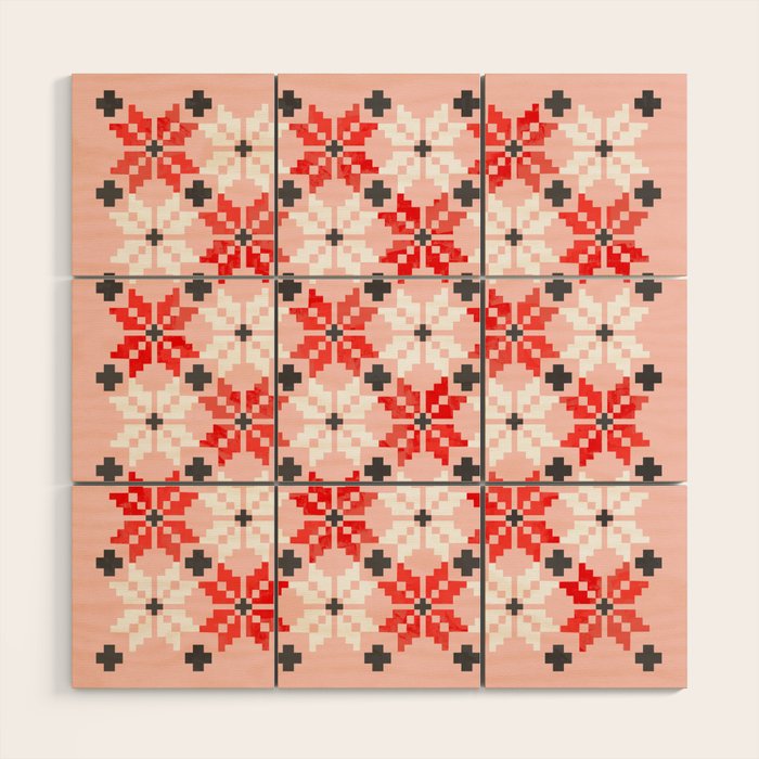Christmas Quilt - pattern no2 Wood Wall Art Gallery Image 1