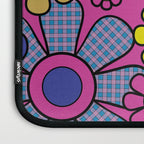 Retro Garden Gingham Flowers Bold 60s 70s Floral Pattern in Blue, Yellow, and Magenta Laptop Sleeve Gallery Image 3