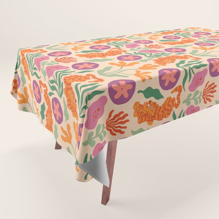 Whimsical and Fierce! // Tiger Pattern Tablecloth Gallery Image 1