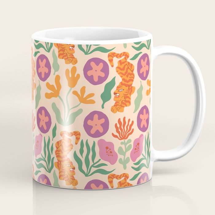 Whimsical and Fierce! // Tiger Pattern Coffee Mug Gallery Image 1