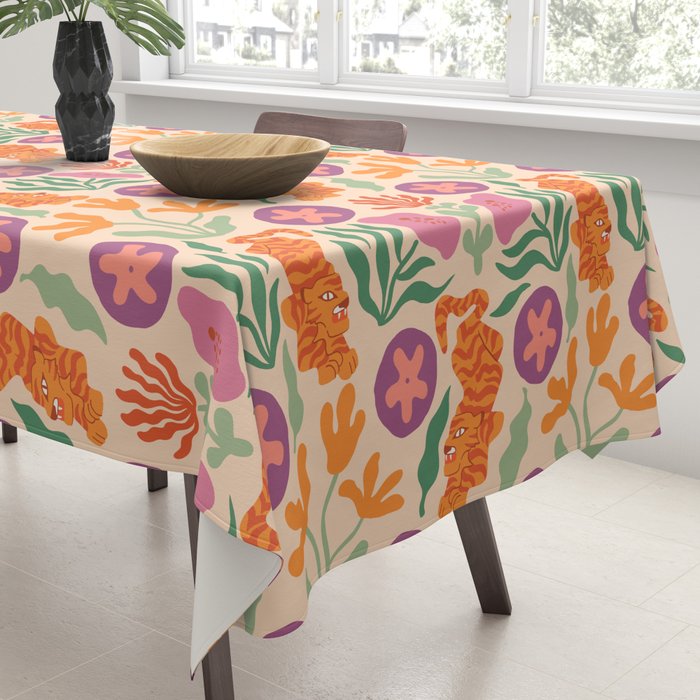 Whimsical and Fierce! // Tiger Pattern Tablecloth Gallery Image 3