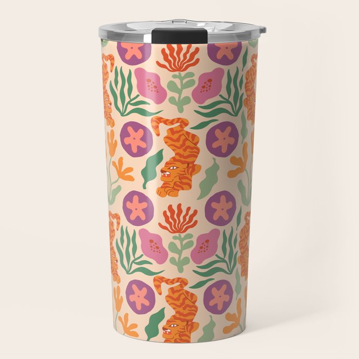 Whimsical and Fierce! // Tiger Pattern Travel Mug Gallery Image 1